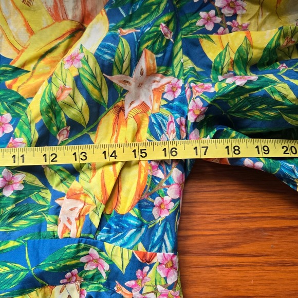 Anthropologie Farm Rio Sz Medium Star Fruits Puff‎ Sleeve Midi Dress Tropical - Picture 11 of 13